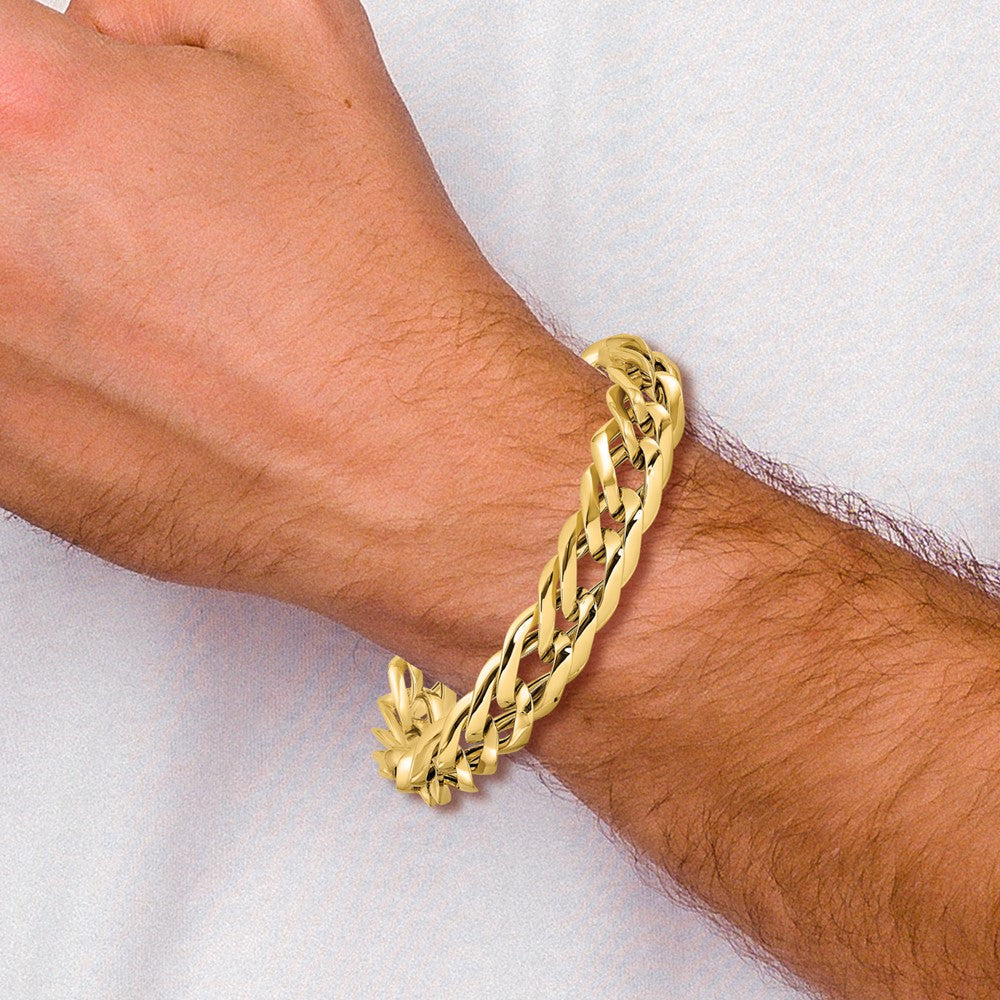 14K Polished Hollow Fancy Link Bracelet 7.5 inches