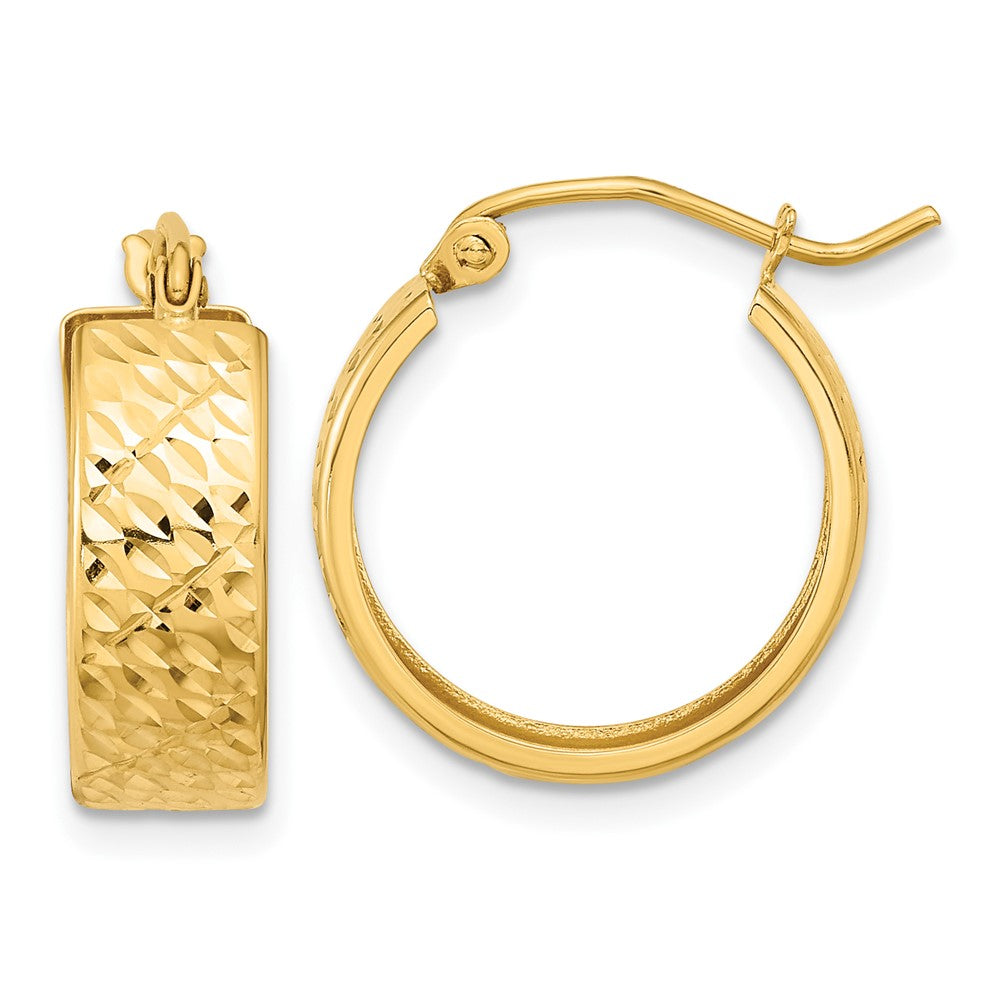 10k Diamond-cut Hoop Earrings