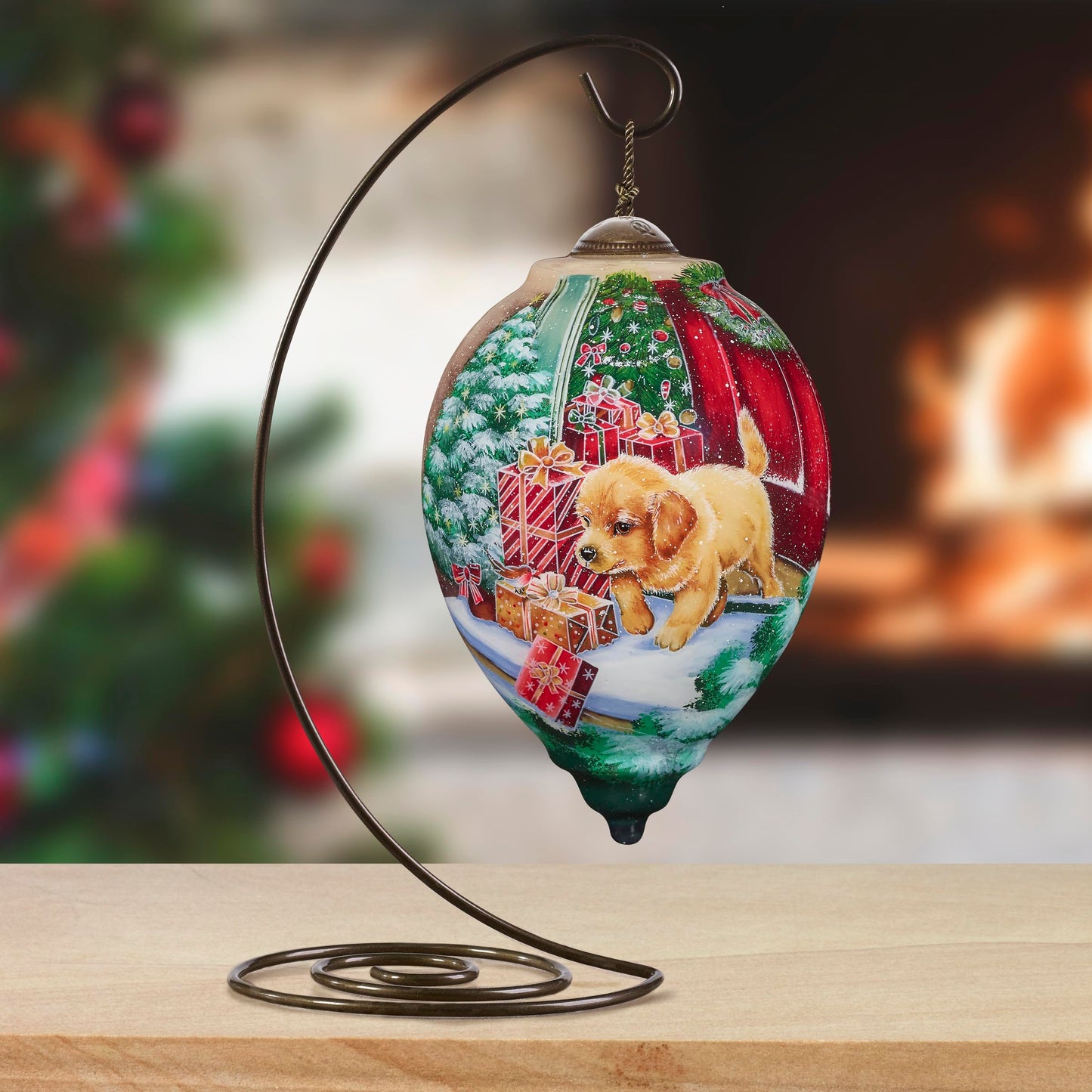 Neqwa Art We Woof You a Merry Christmas by Sarah Summers Hand-painted Glass Ornament