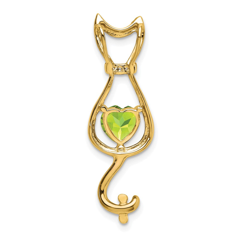 14k Peridot and Diamond Cat Pendant