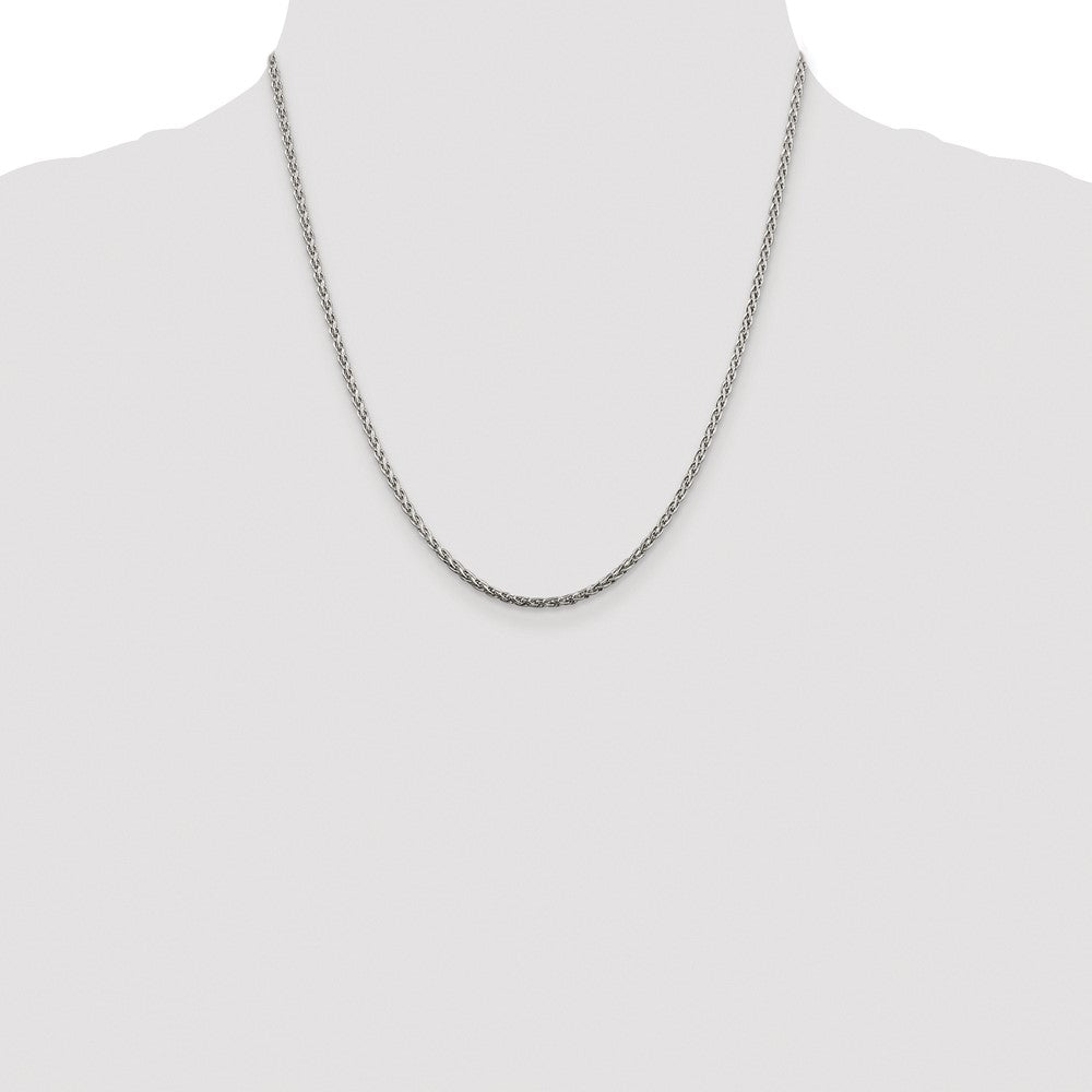 Sterling Silver Rhodium-plated 2mm Diamond-cut Spiga Chain