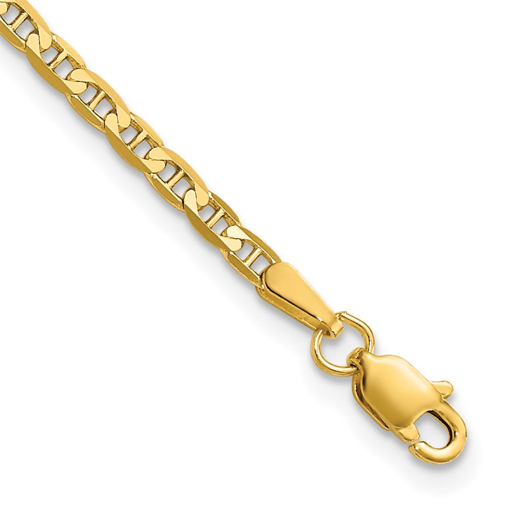 14K 8 inch 2.4mm Concave Anchor with Lobster Clasp Bracelet 8 inches