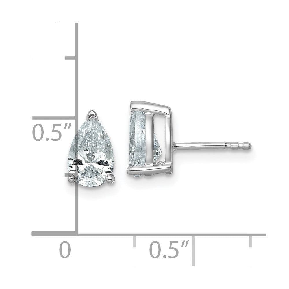 14K White Gold 2 Carat Lab Grown Diamond VS/SI+ G+ Complete Pear 3-Prong Stud Earrings