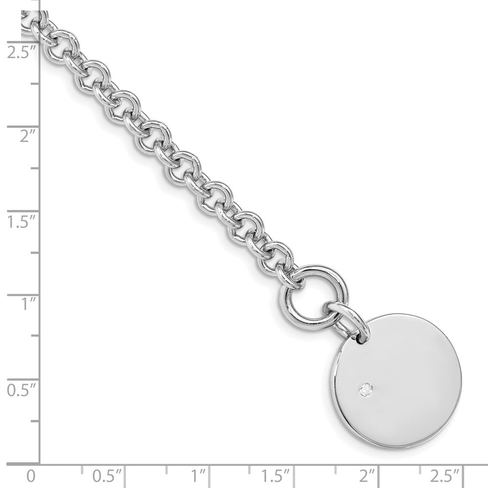 Sterling Silver Rhodium-plated .03ct Diamond Disc Bracelet 7.5 inches