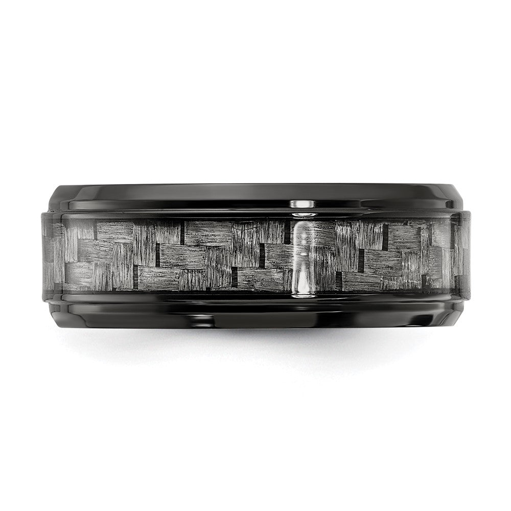 Chisel Black Titanium Polished with Grey Carbon Fiber Inlay 8.00mm Band Size - 10