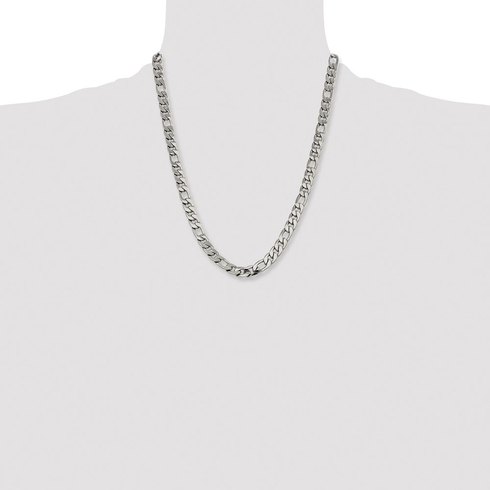 Stainless Steel Polished 8.75mm 22in Figaro Chain