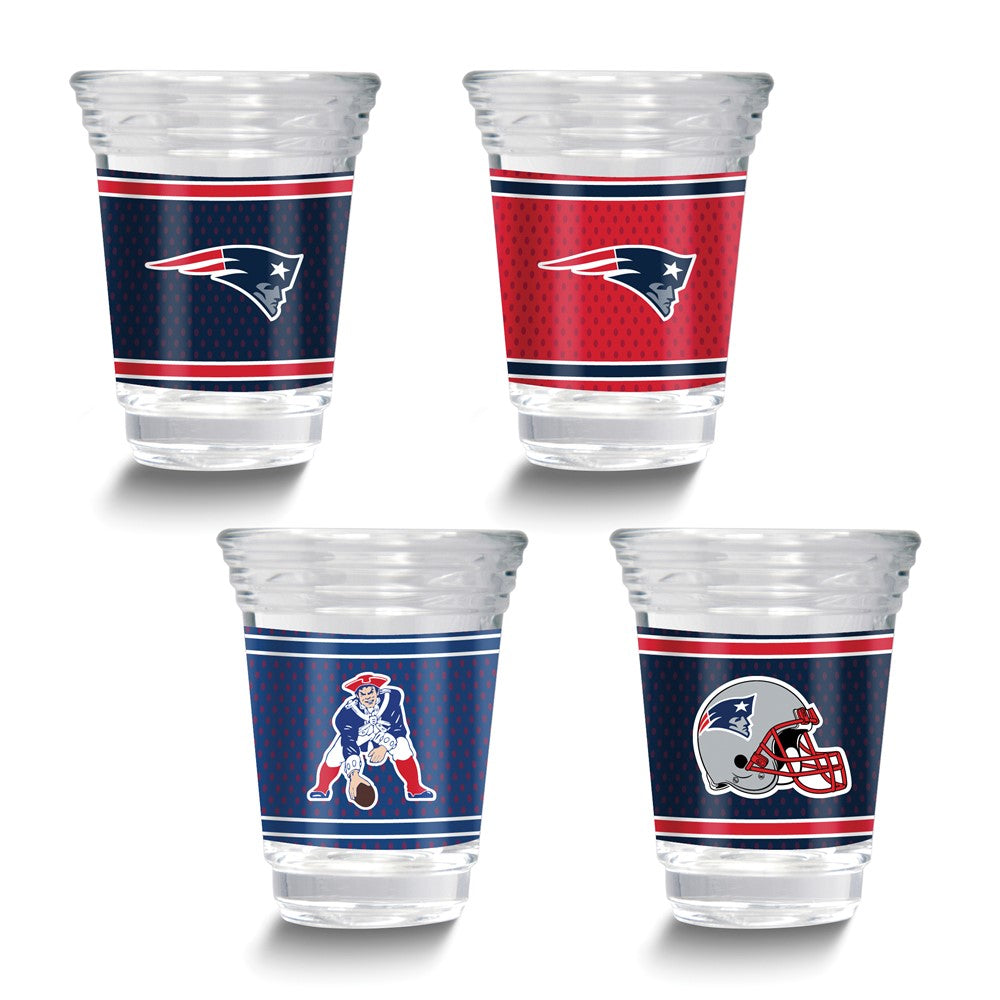 NFL New England Patriots 4-piece 2 oz. Shot Glass Set