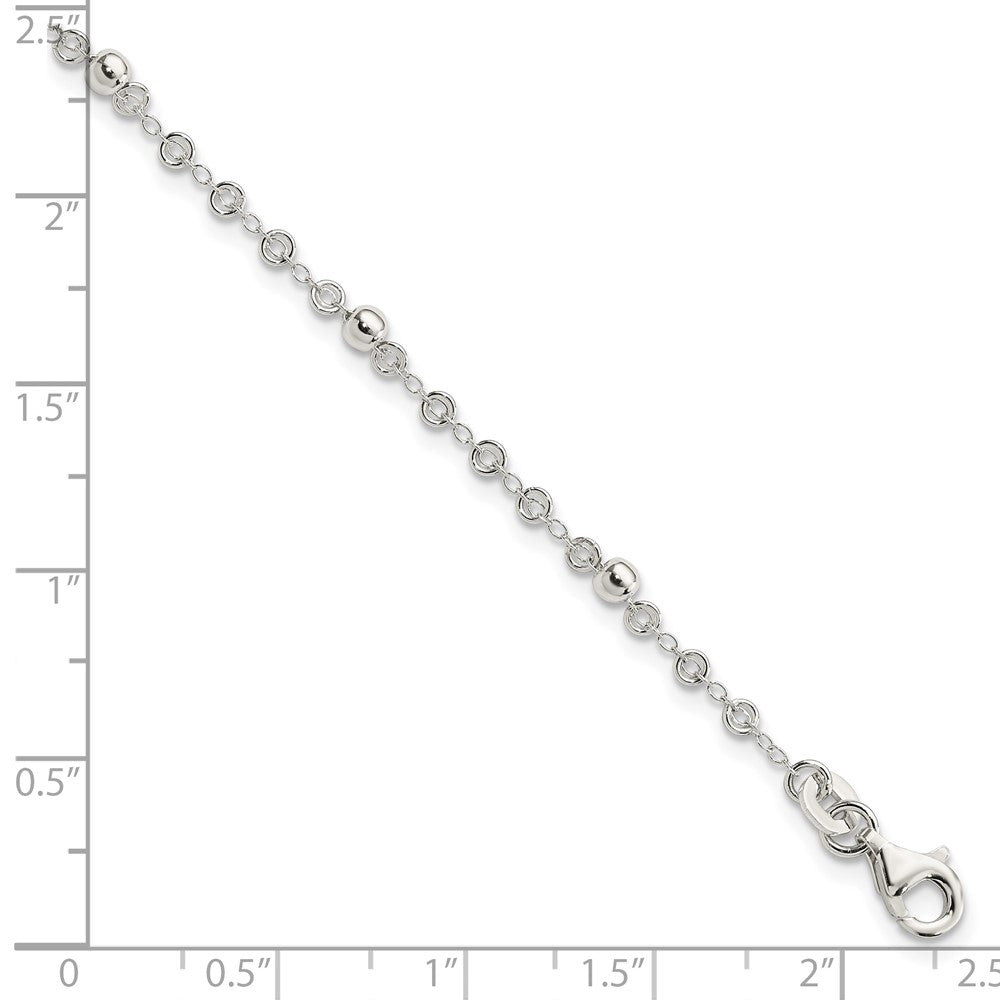 Sterling Silver Polished Fancy Bead Bracelet 7.5 inches