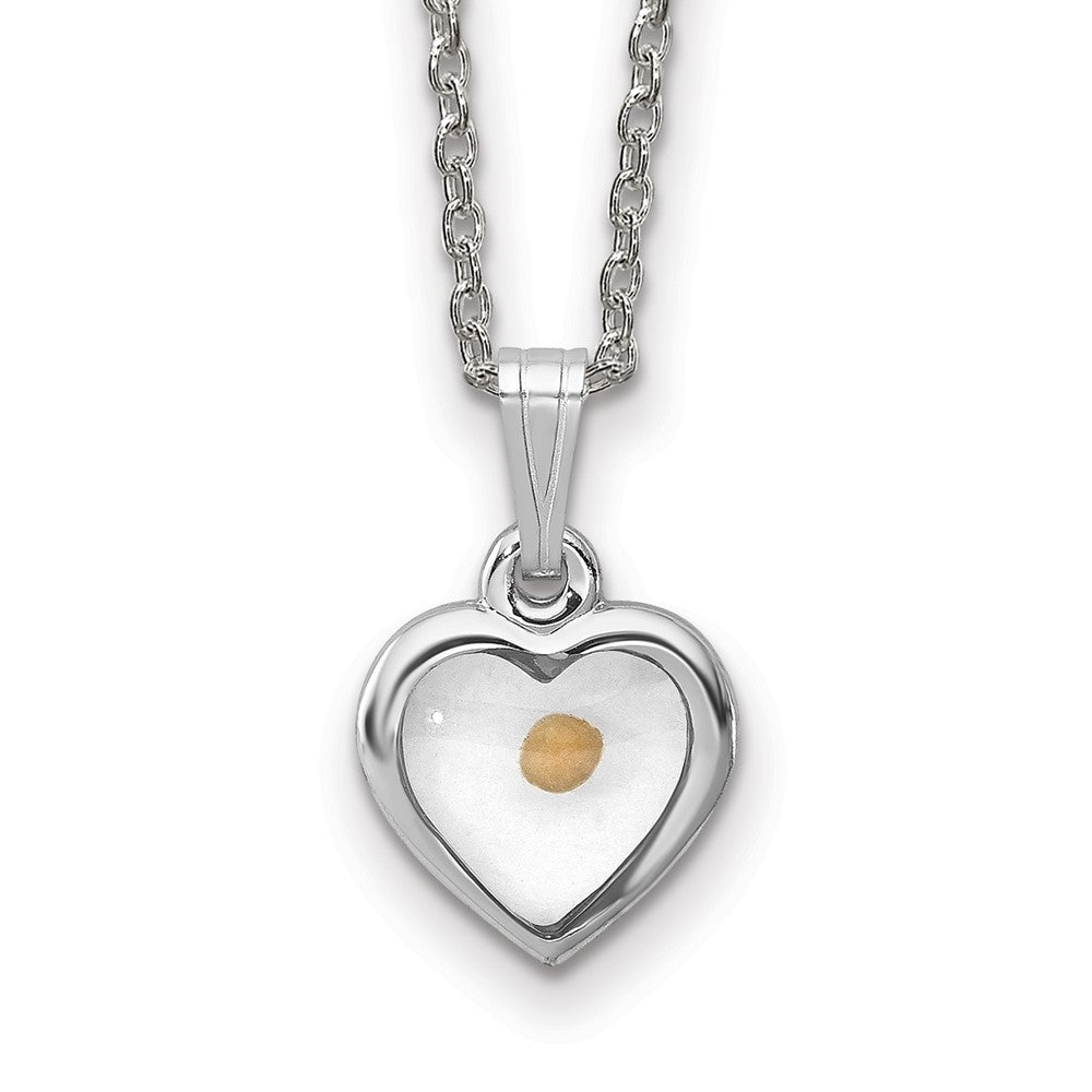 Sterling Silver Rhodium-plated Small Heart with Mustard Seed Necklace