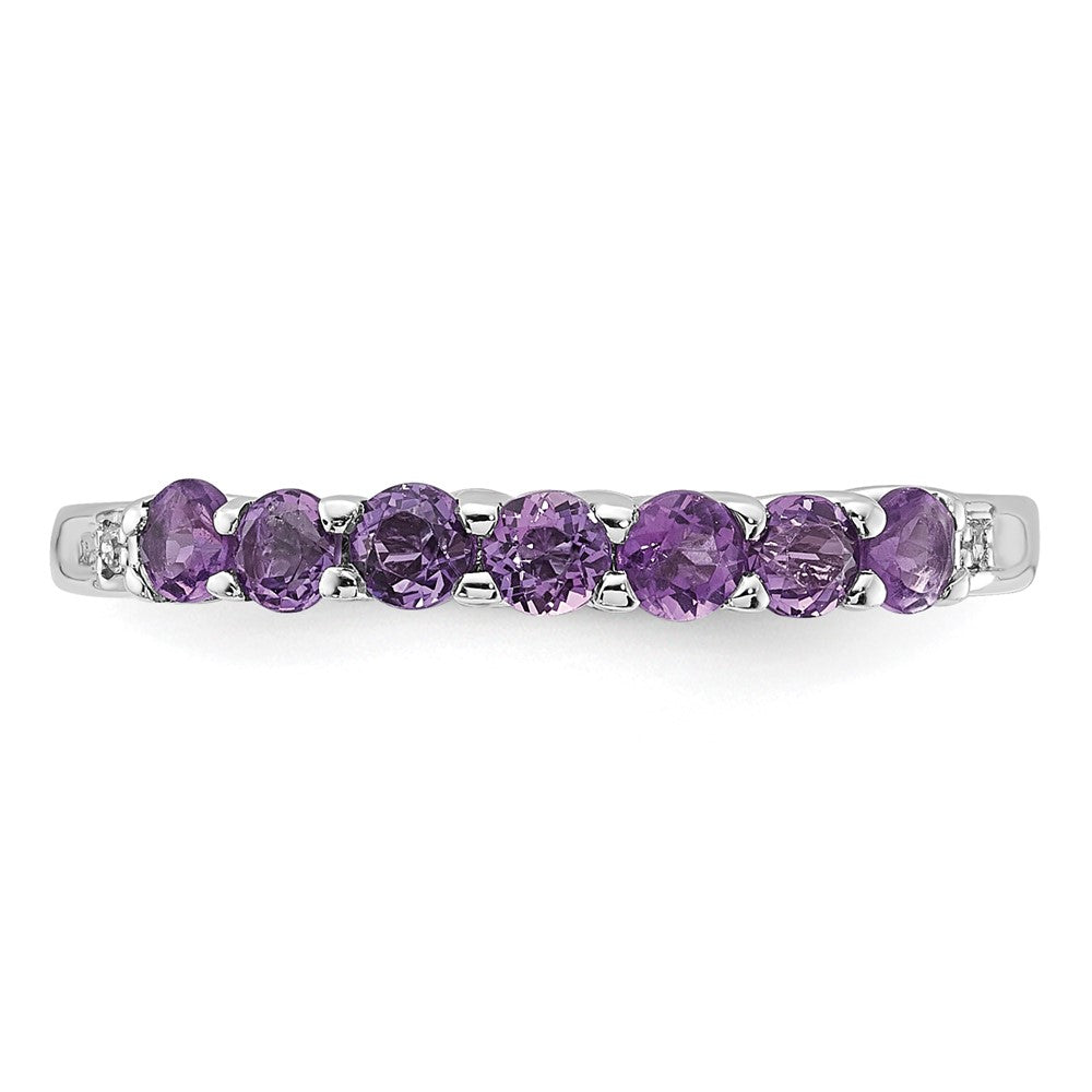 10k White Gold Amethyst & Diamond Ring