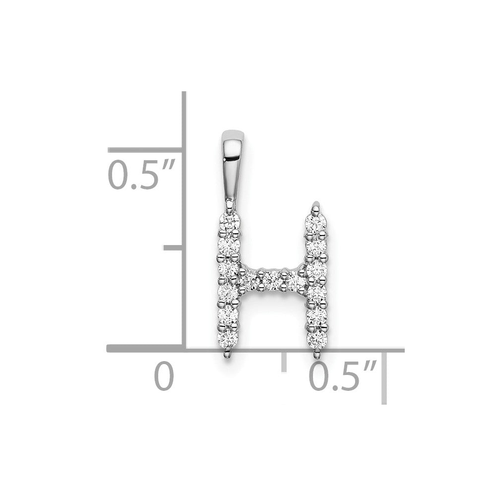 14k White Gold 1/6 carat Lab Grown Diamond VS/SI+ G+ Letter H Initial Pendant