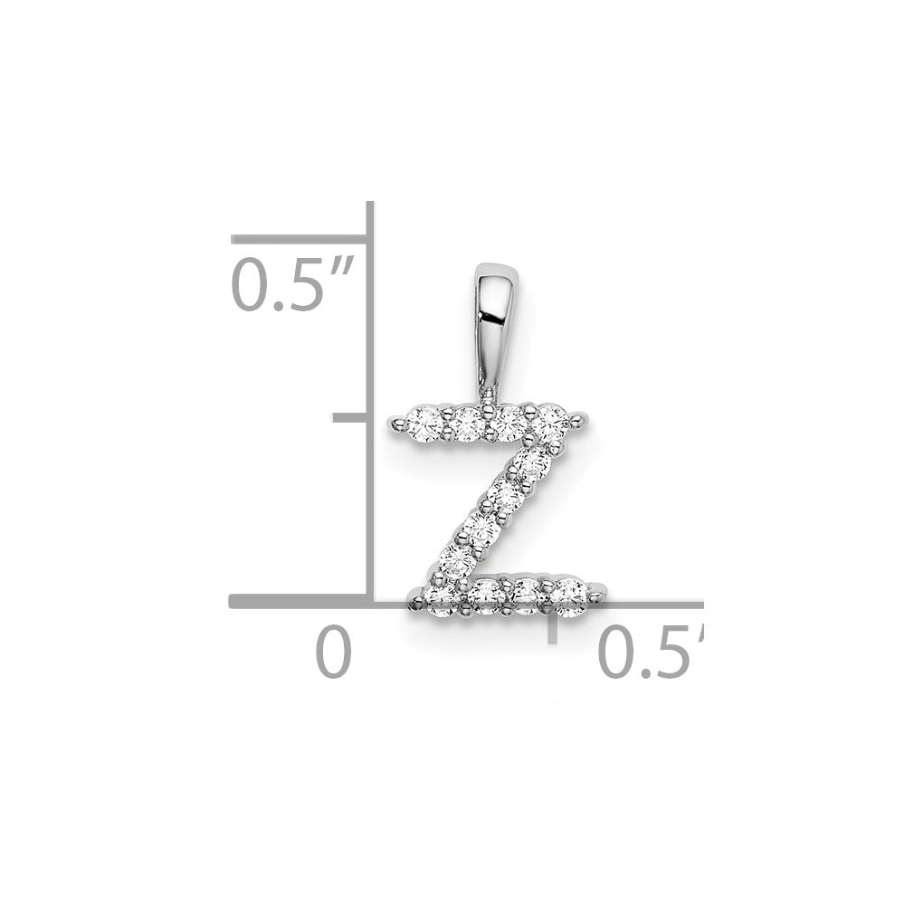 14k White Gold 1/8 carat Lab Grown Diamond VS/SI+ G+ Letter Z Intitial Pendant