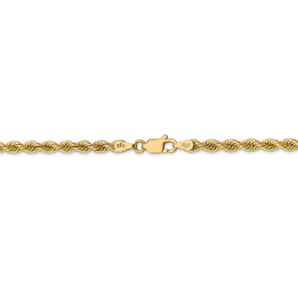 14K 9 inch 3.65mm Regular Rope with Lobster Clasp Chain