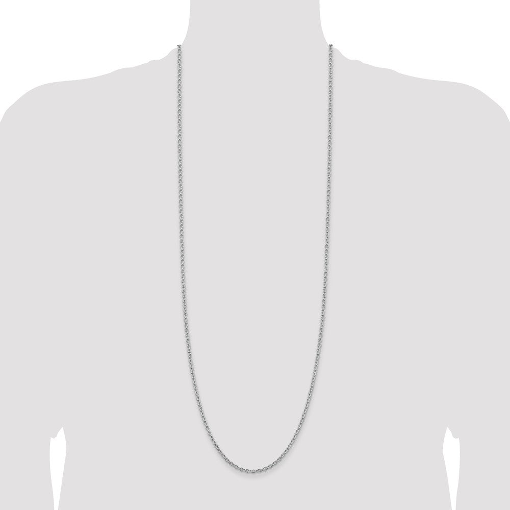 Sterling Silver Rhodium-plated 2.75mm Cable Chain 30 Inches