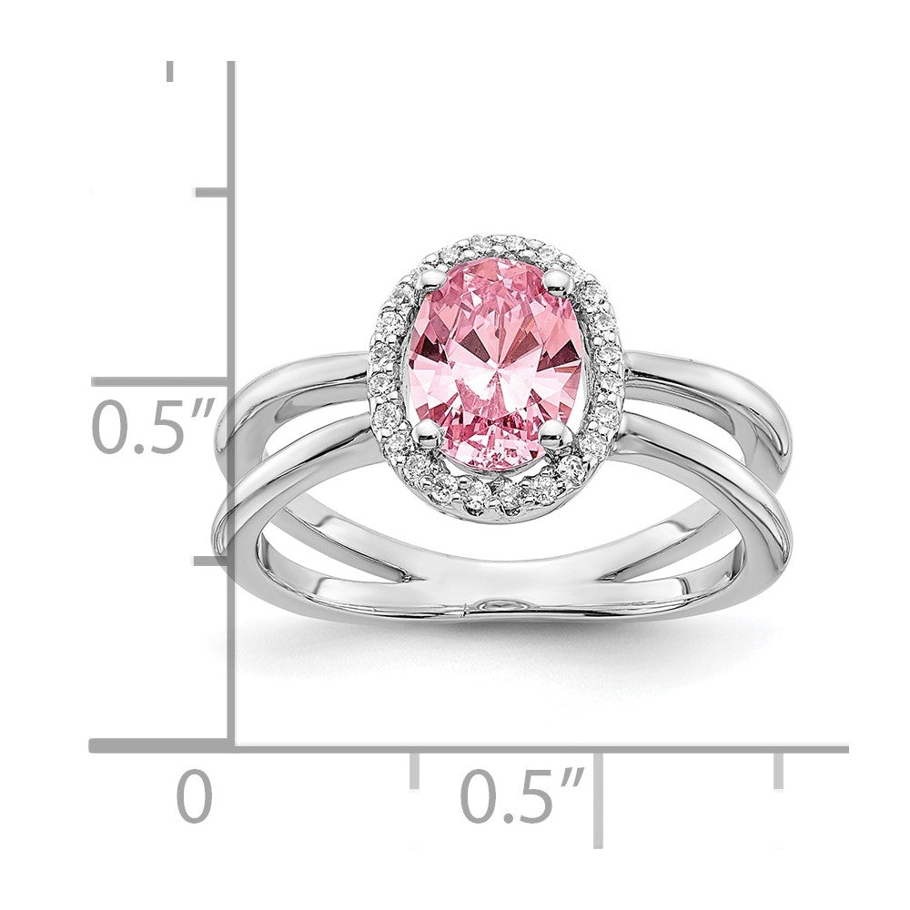 Sterling Silver Pink CZ/CZ