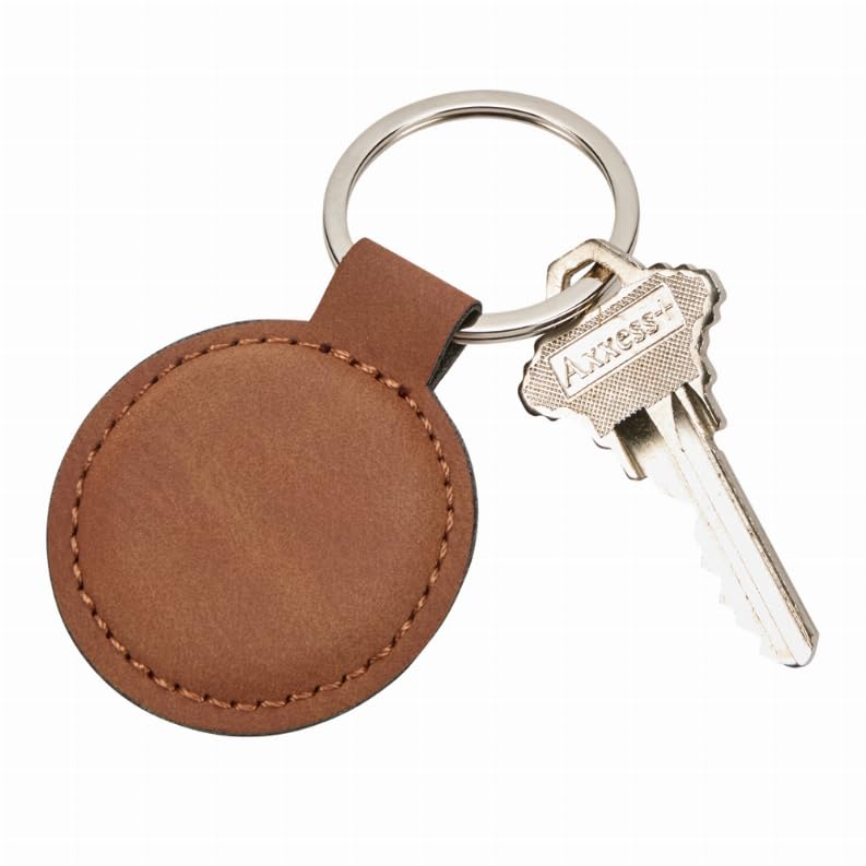 Creative Gifts International 002760 Leatherette Round Key Chain, Caramel