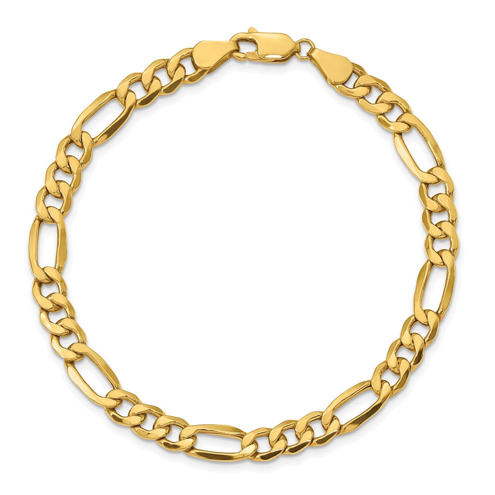 10k 6.25mm CUT Semi-Solid Figaro Length = 5 3/16 Inch Lobster Clasp