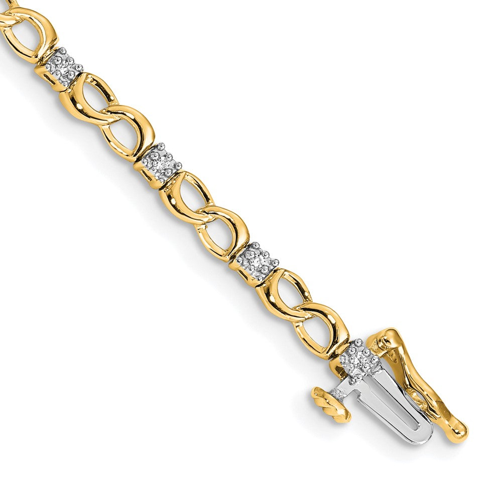 14k Diamond Figure 8 Link Bracelet 7 inches
