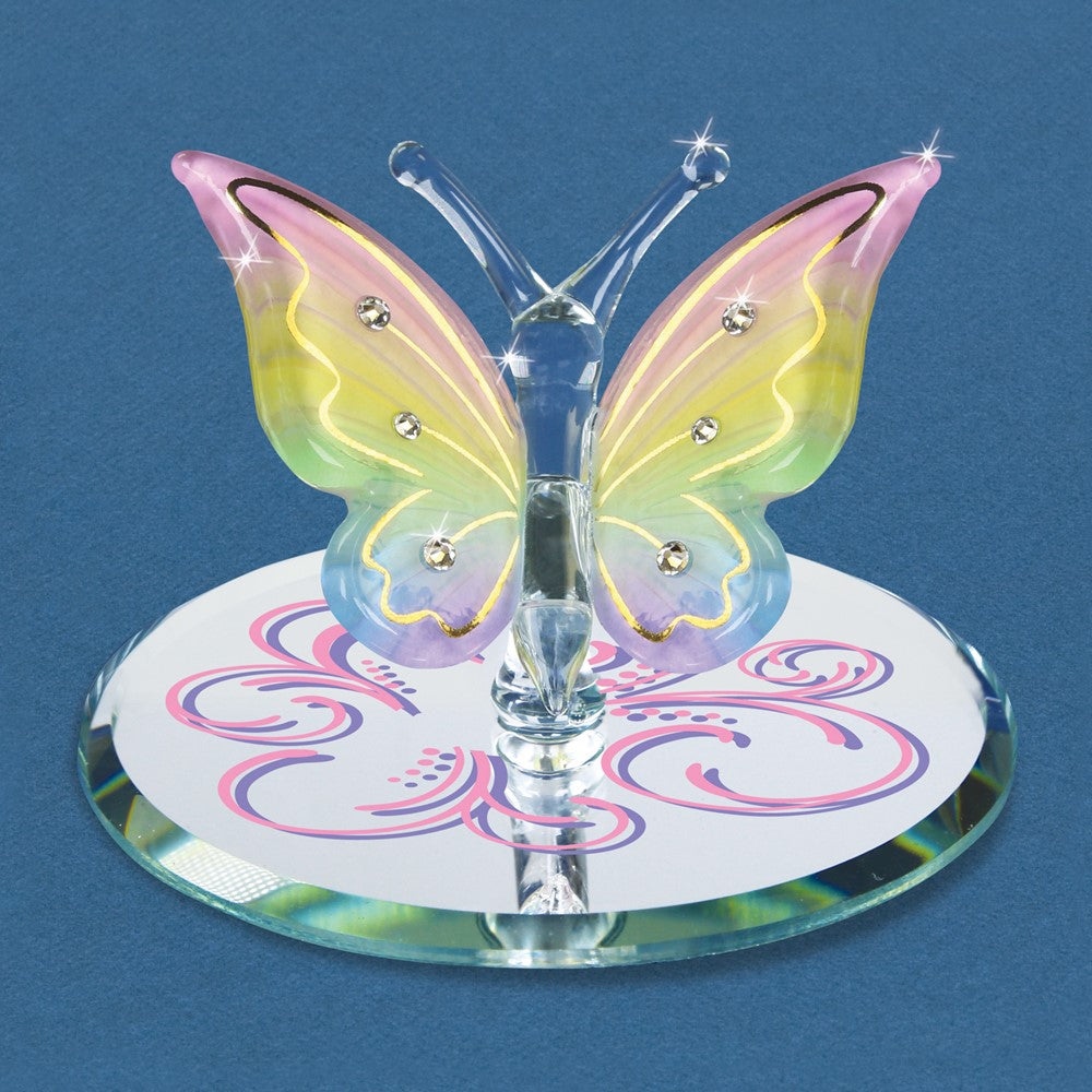 Glass Baron Butterfly Figurine - Rainbow Flutter