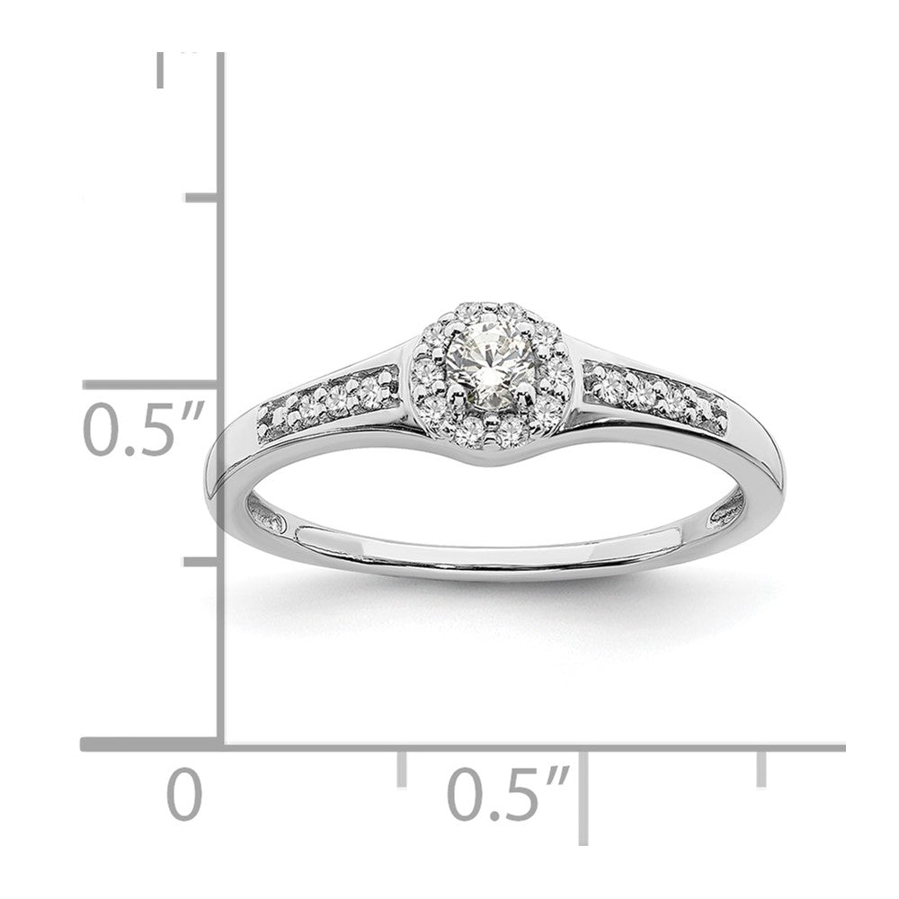 10k White Gold Halo Cluster 1/5 carat Diamond Complete Engagement Ring