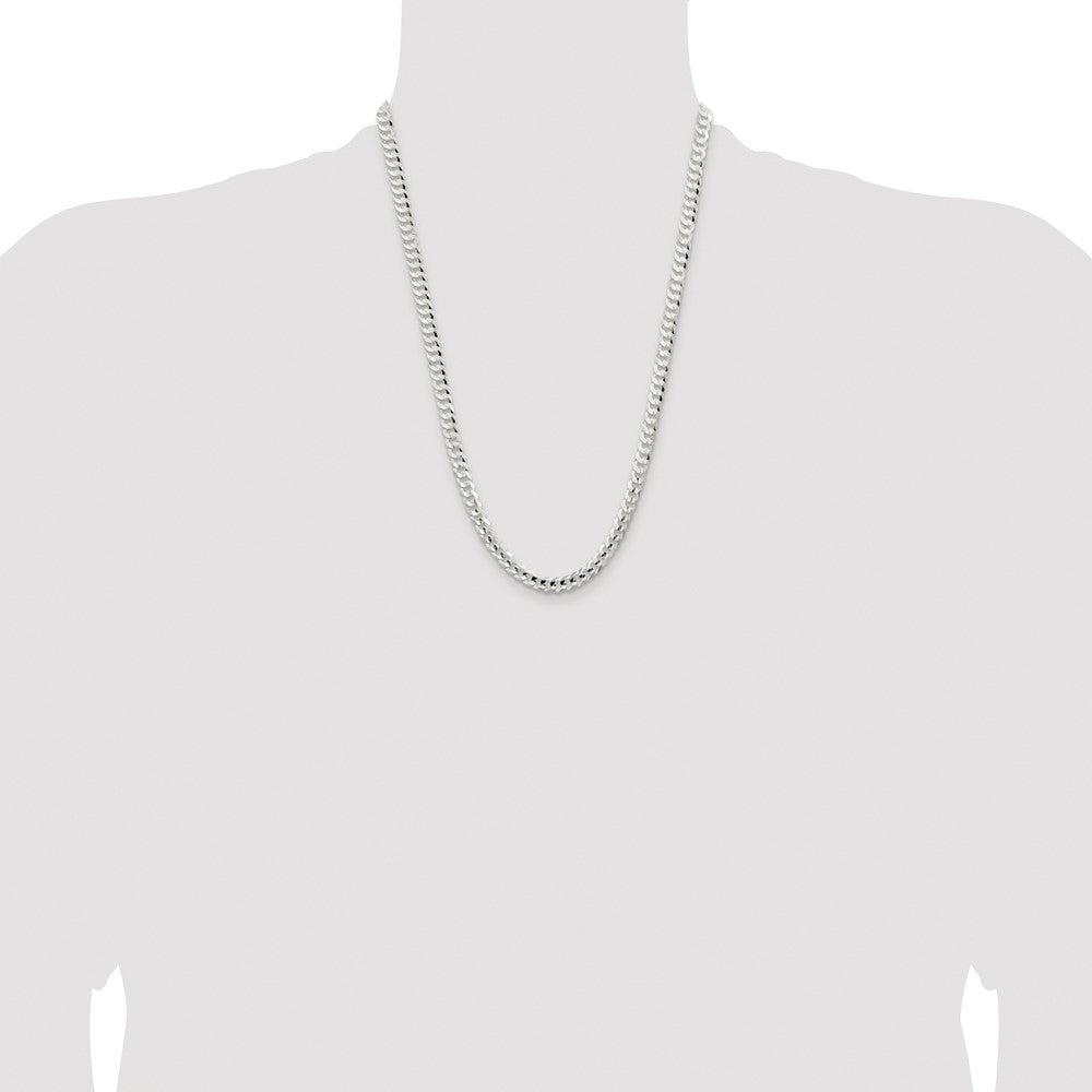 Sterling Silver Rhodium-plated 5.65mm Concave Beveled Curb Chain