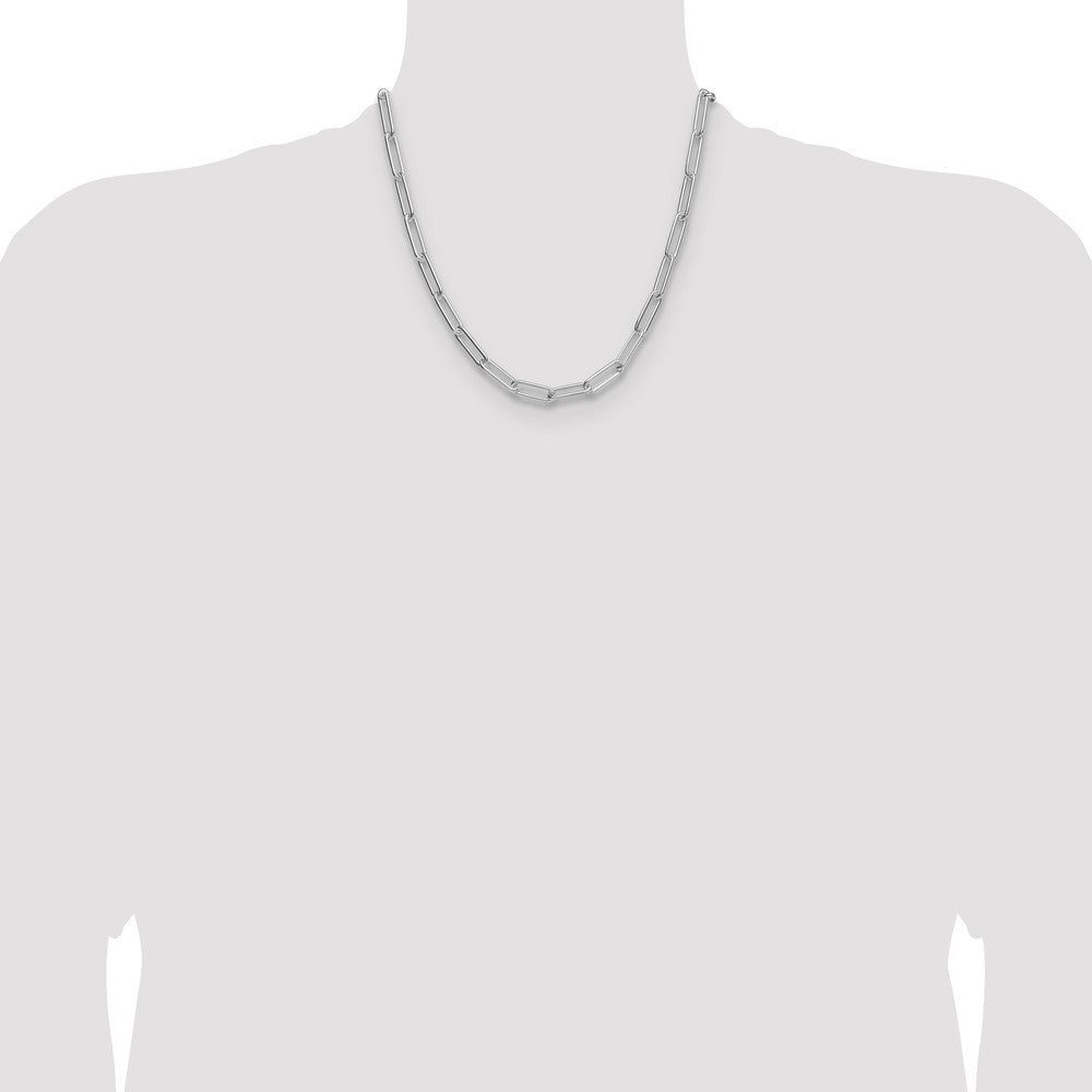 Sterling Silver Rhodium-plated Polished 6.5mm Paperclip Chain