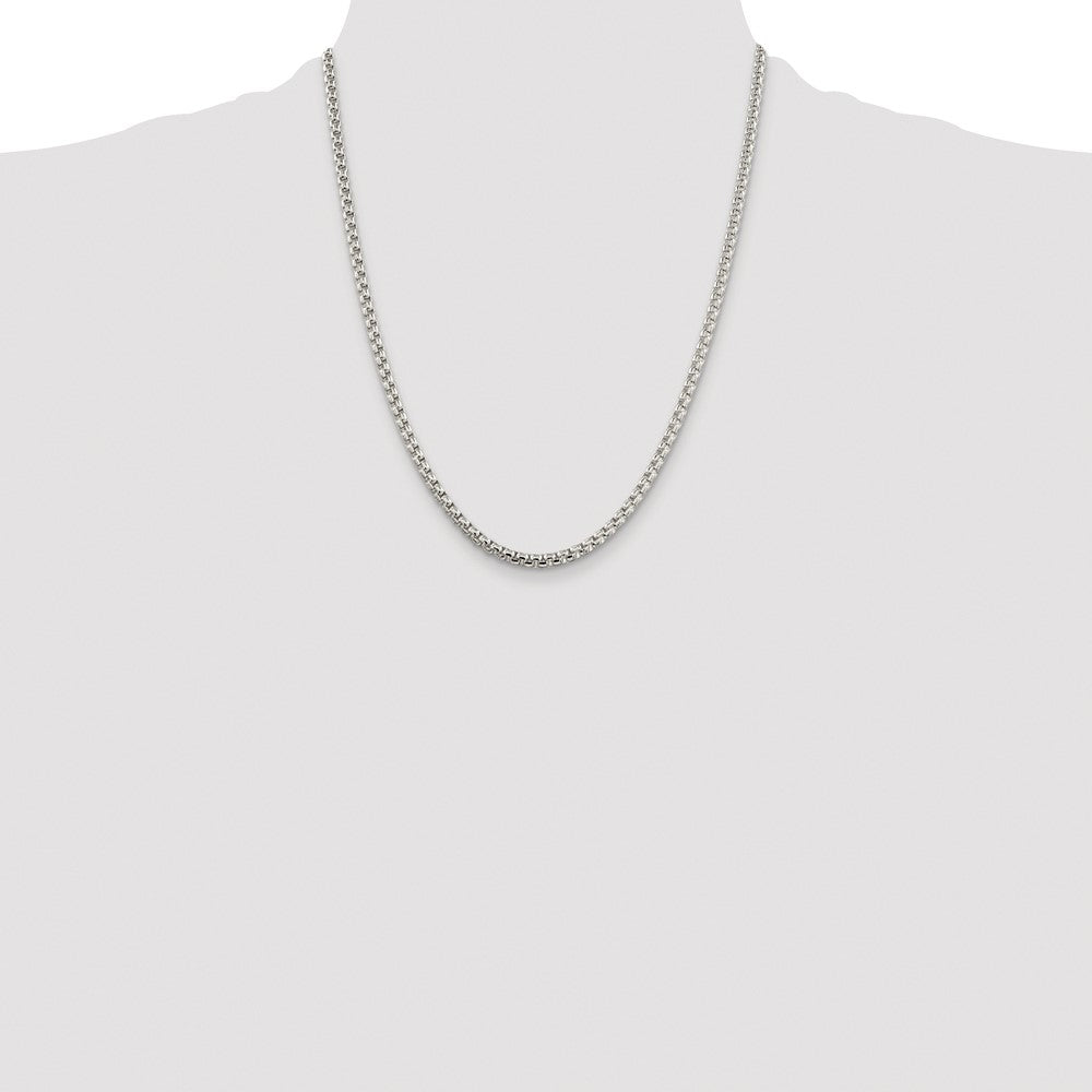 Sterling Silver Rhodium-plated 3.6mm Round Box Chain