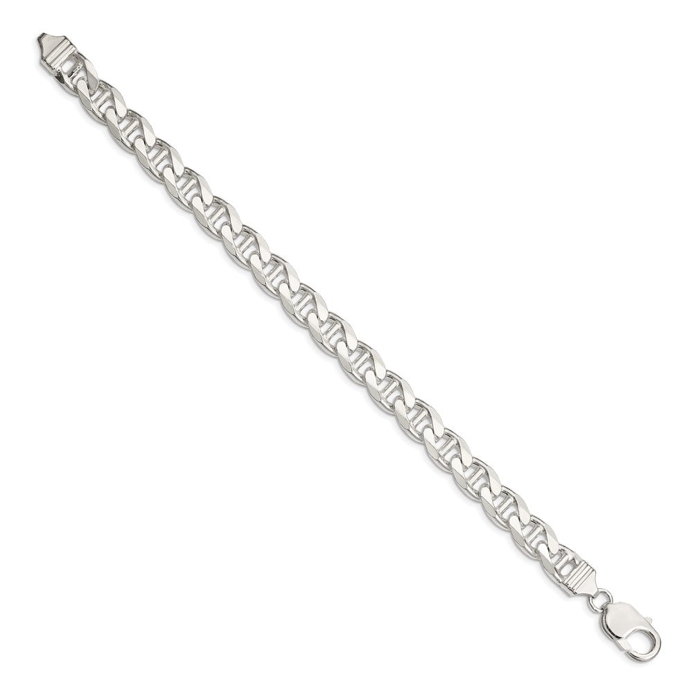 Sterling Silver 9mm D/C Flat Anchor Curb Chain 8 inches