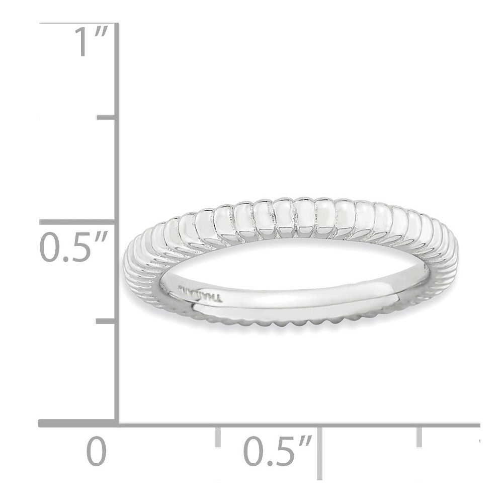 Sterling Silver Stackable Expressions Rhodium-plated Domed Ring