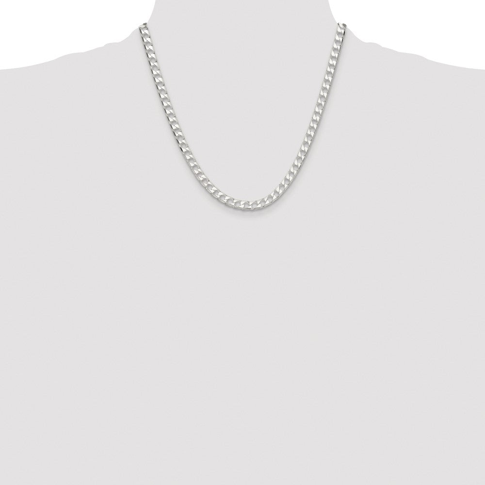 Sterling Silver Rhodium-plated 5.75mm D/C Square Curb Chain