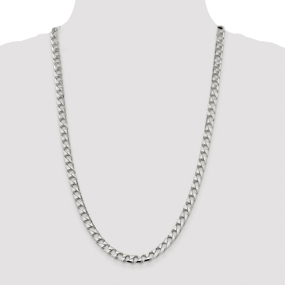 Sterling Silver Rhodium-plated 7.2mm D/C Square Curb Chain