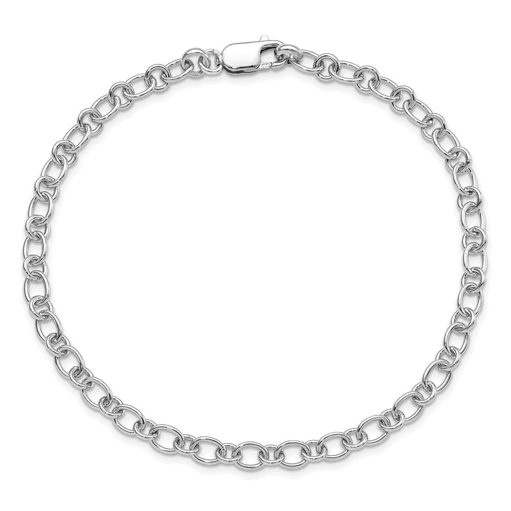 Amore La Vita Sterling Silver Rhodium-plated Polished 5.25mm Oval and Round Link with Lobster Clasp 10 inch Charm Anklet 10 inches