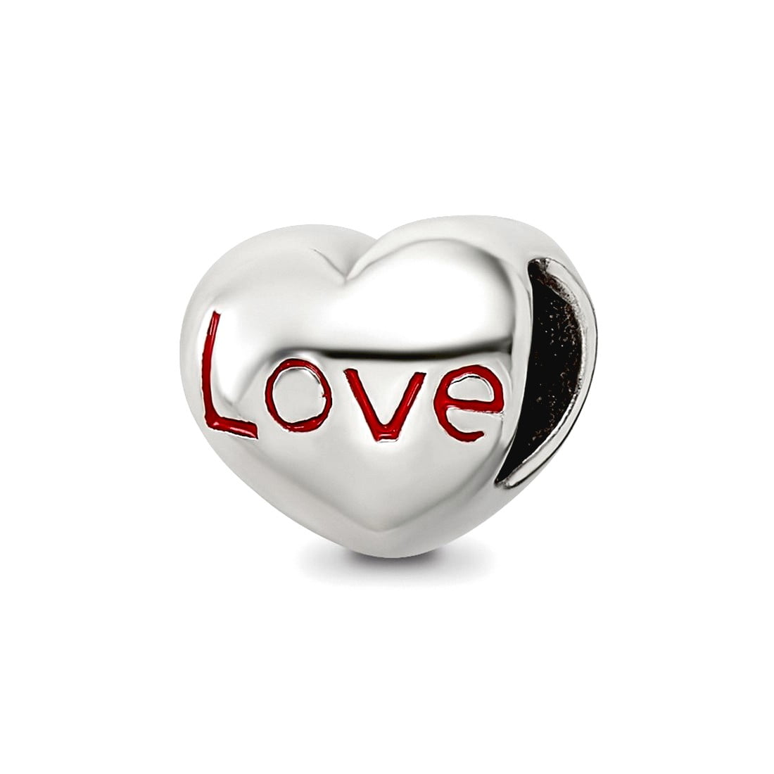 925 Sterling Silver Polished Reflections Love Heart Bead Charm 7.27x8.18mm Wide Pendant Necklace for Women