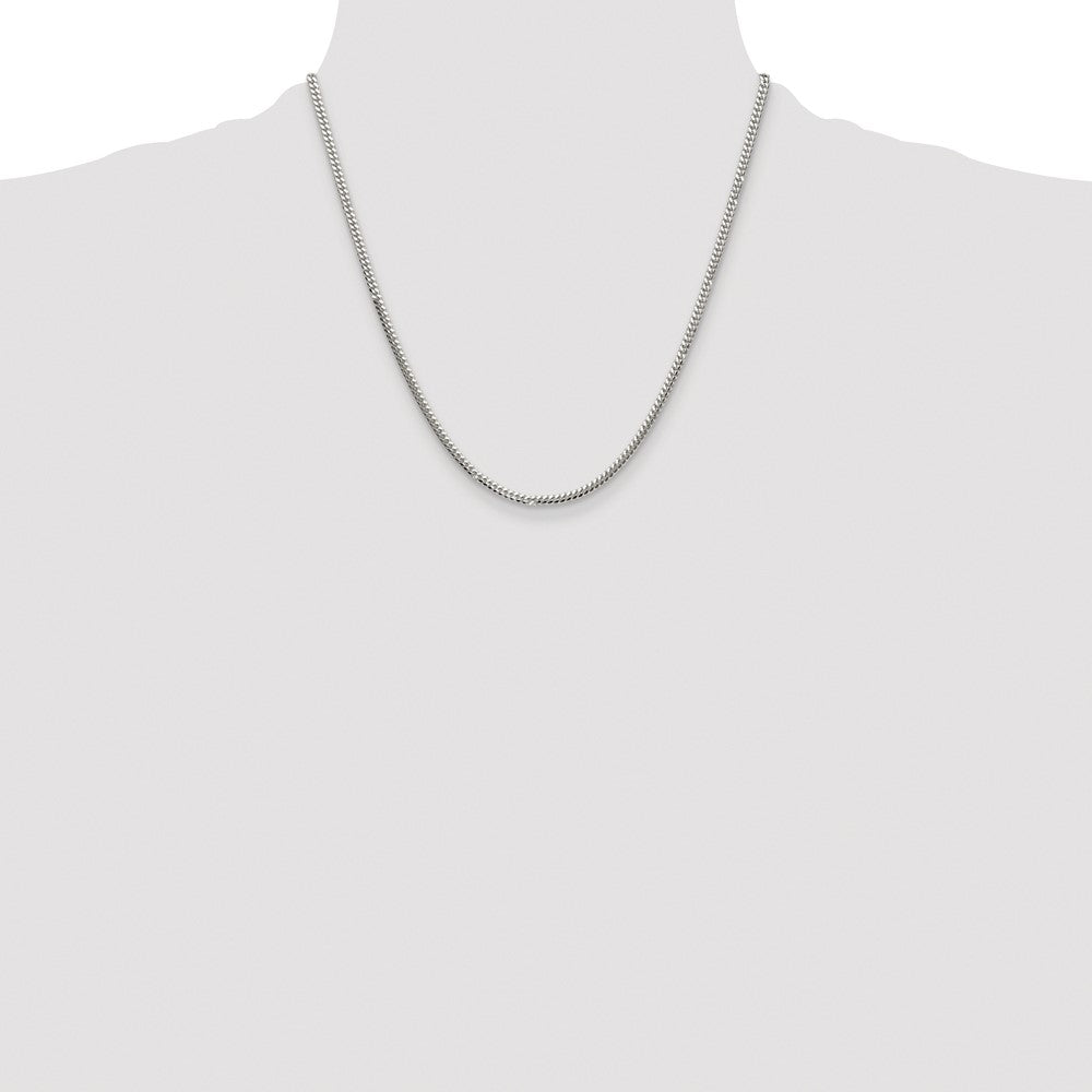 Sterling Silver Rhodium-plated Polished 2.9mm Domed Curb Chain