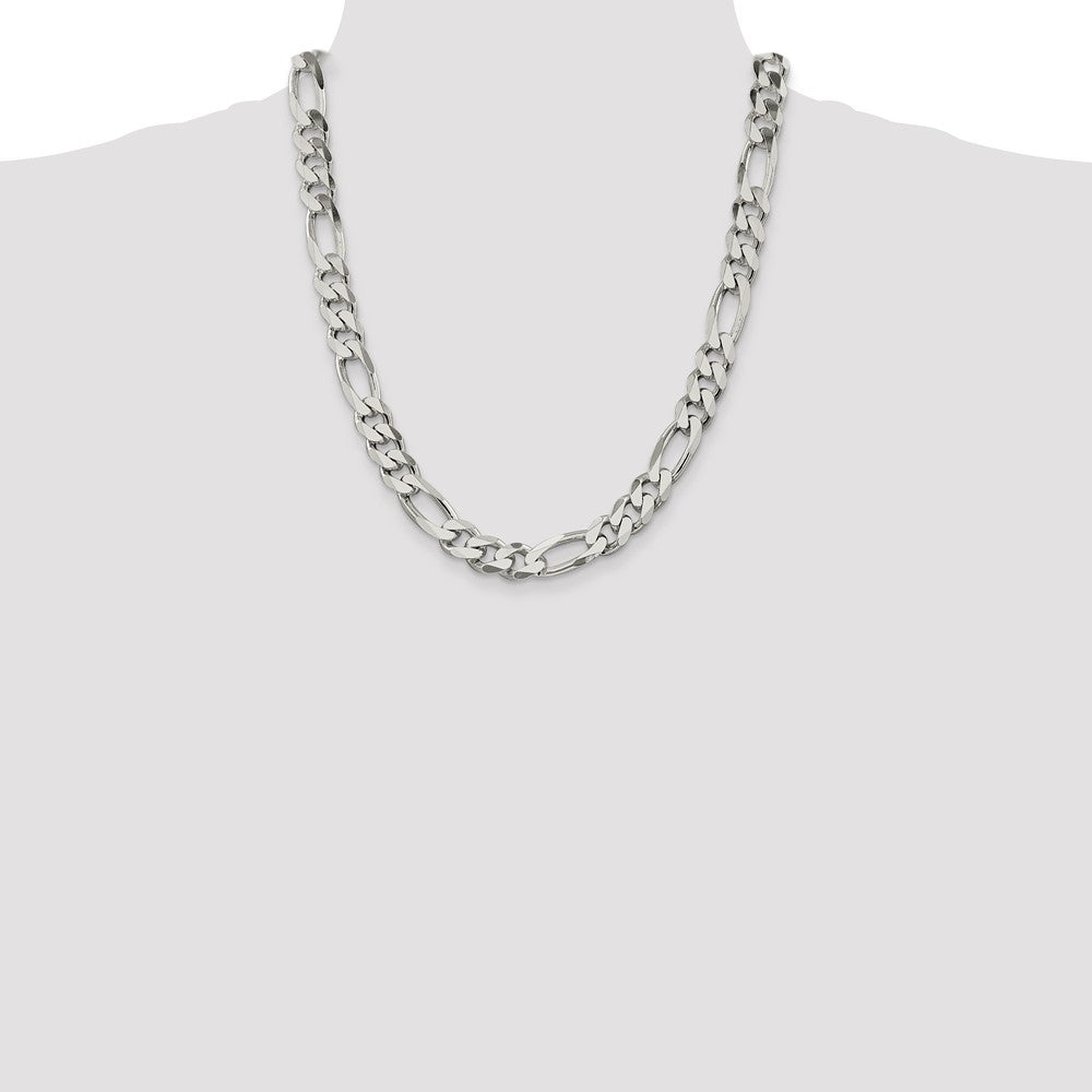 Sterling Silver 10.75mm Figaro Chain 22 Inches