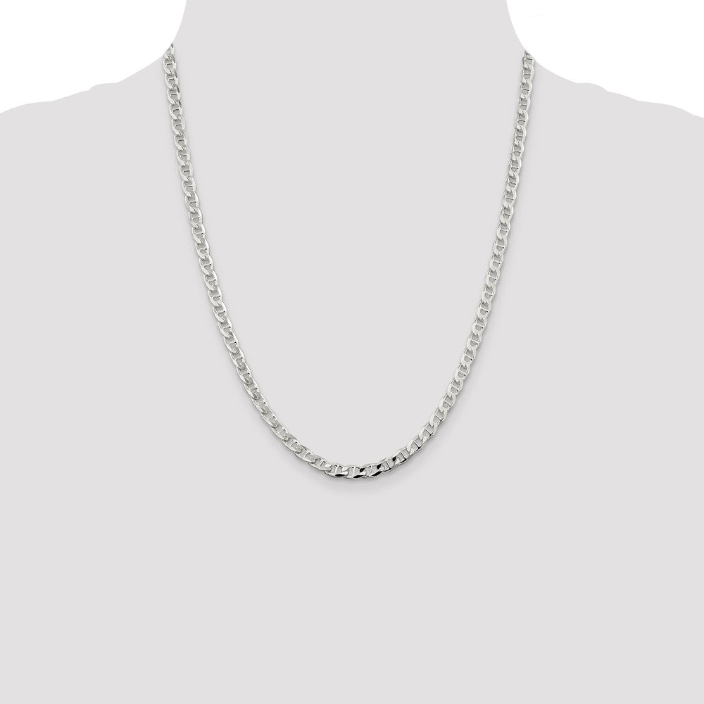 Sterling Silver 4.65mm D/C Flat Anchor Curb Chain 22 Inches