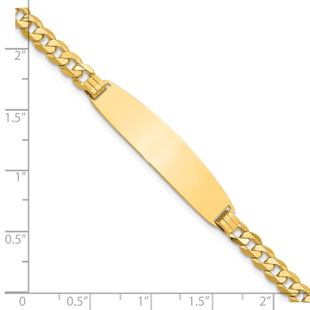 14k Polished Solid Chain/Solid Plate Curb Link Rounded 35x8.5mm Plate 7 inch ID Bracelet