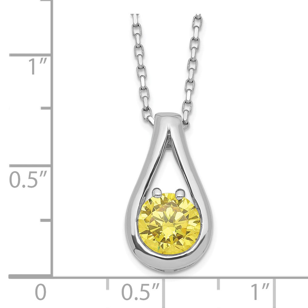 Sterling Silver Rhodium-plated Diamonore Yellow Teardrop Necklace