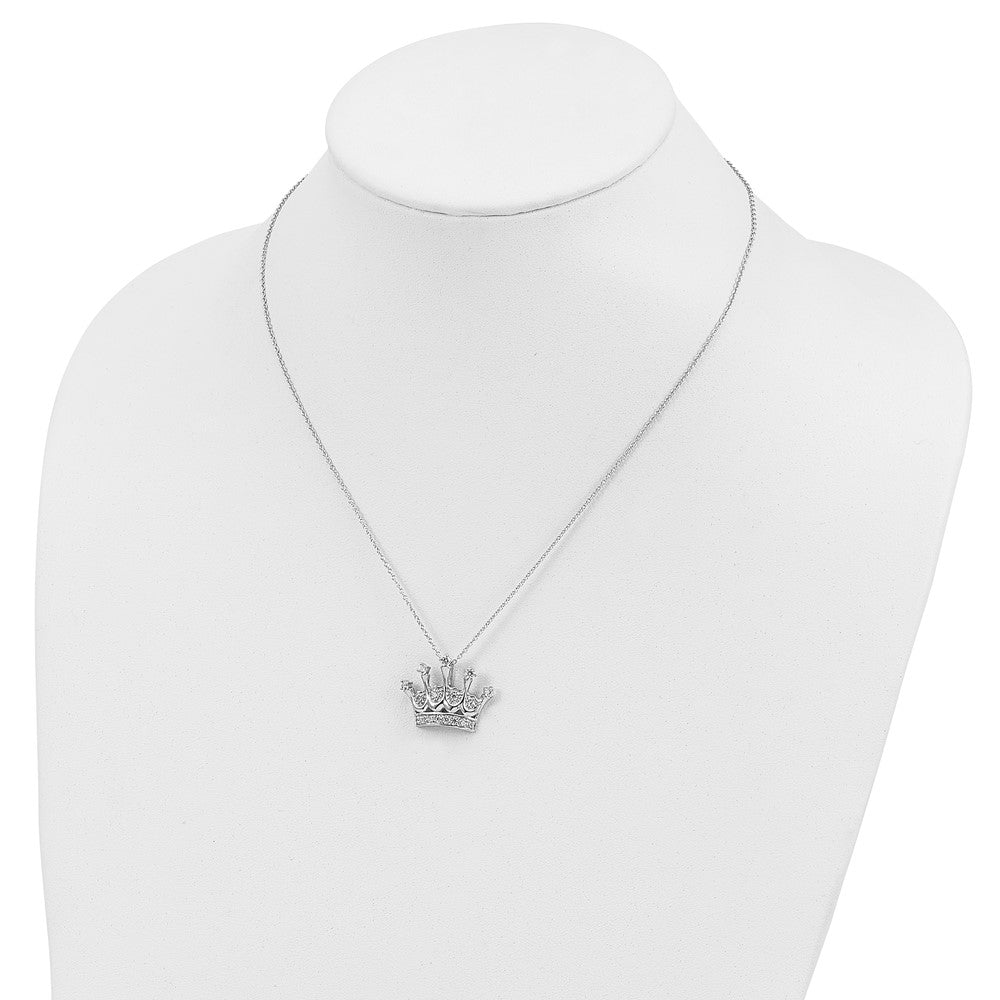 Cheryl M Sterling Silver Rhodium-plated Brilliant-cut CZ Crown 18 Inch Necklace 18 Inches