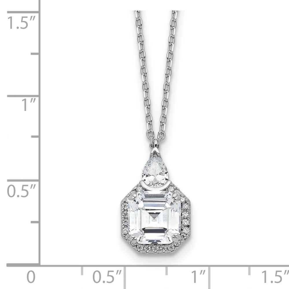 Sterling Shimmer Sterling Silver Rhodium-plated CZ 25 Stone 16 inch with 2 inch extender Teardrop Necklace 16 Inches