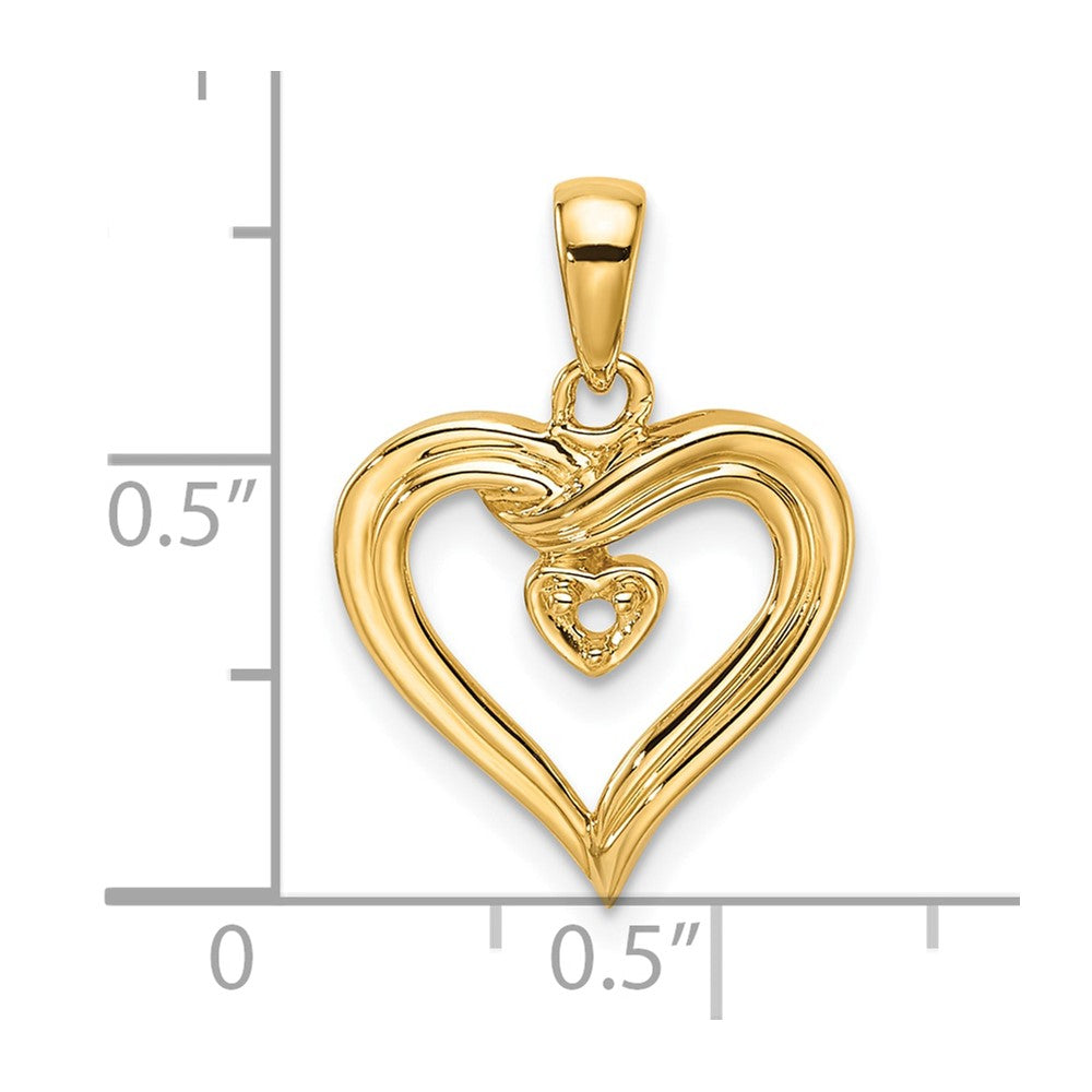 14k Holds 1-1.6mm Stone Heart Pendant Mounting