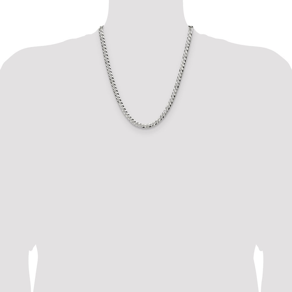 Sterling Silver 5.9mm Flat D/C Pave Curb Chain