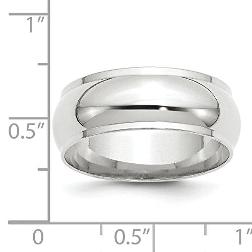 10k White Gold 8mm Half Round with Edge Wedding Band Size 12