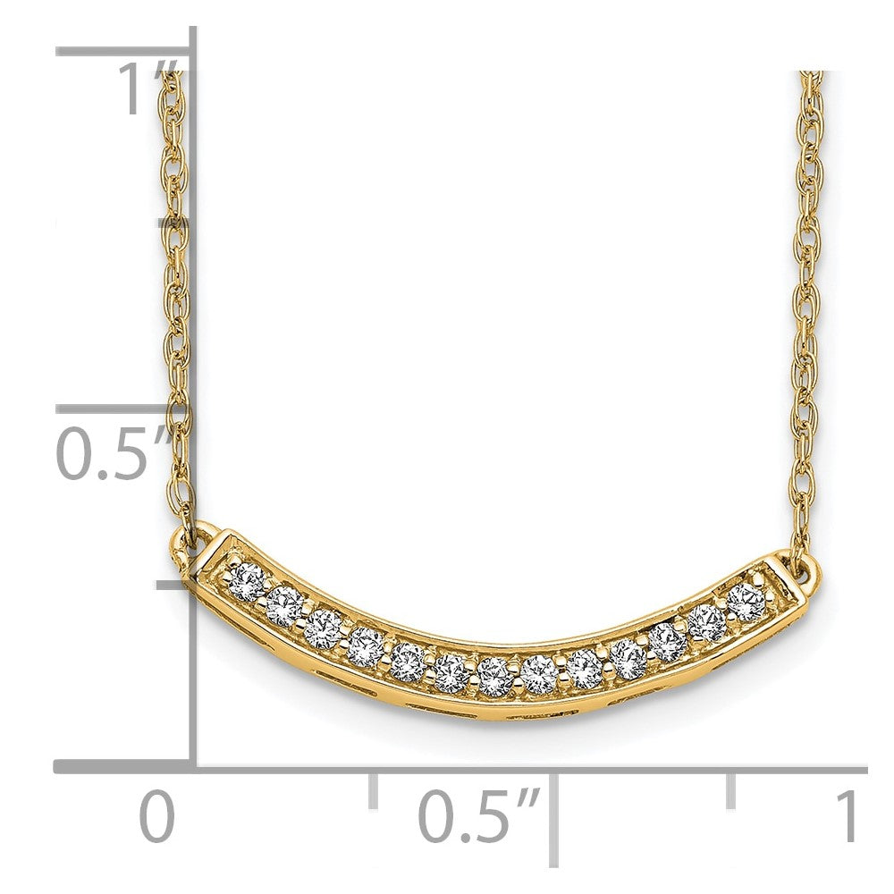 14k Diamond Curved Bar 18 inch Necklace