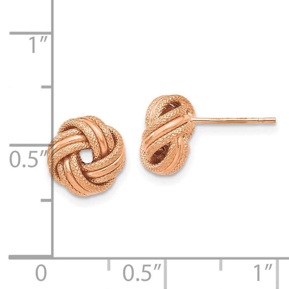 14K with Rose Gold Plating Knot Polished D/C Post Earrings