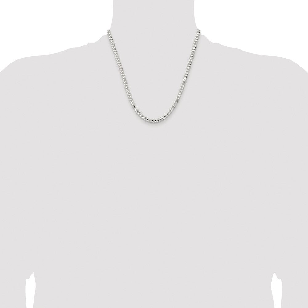 Sterling Silver Rhodium-plated 4.5mm Concave Beveled Curb Chain