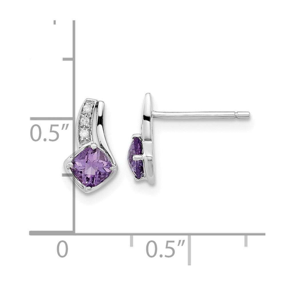 10K White Gold Amethyst and Diamond Earrings