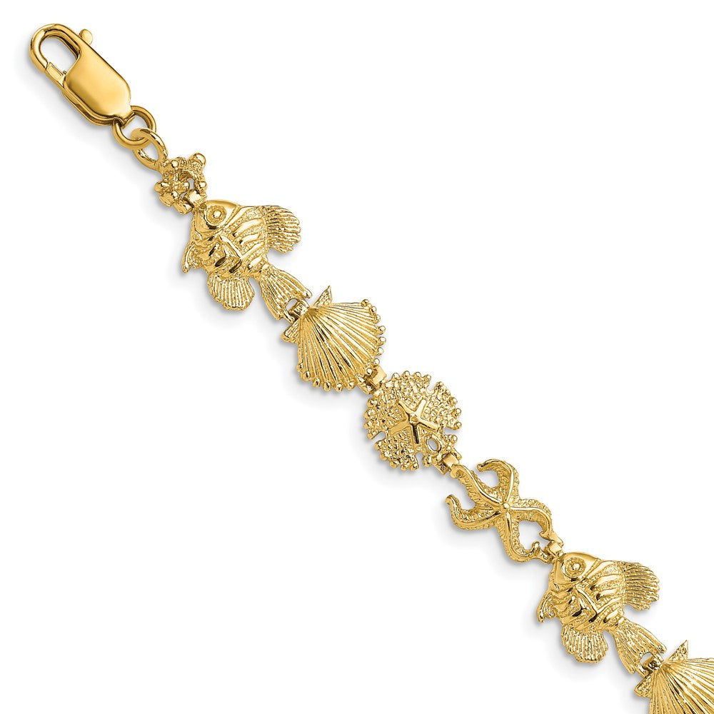14k Sea Life Bracelet 7 inches