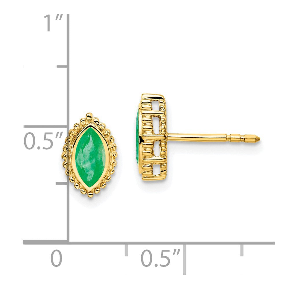 14k Marquise Emerald Post Earrings