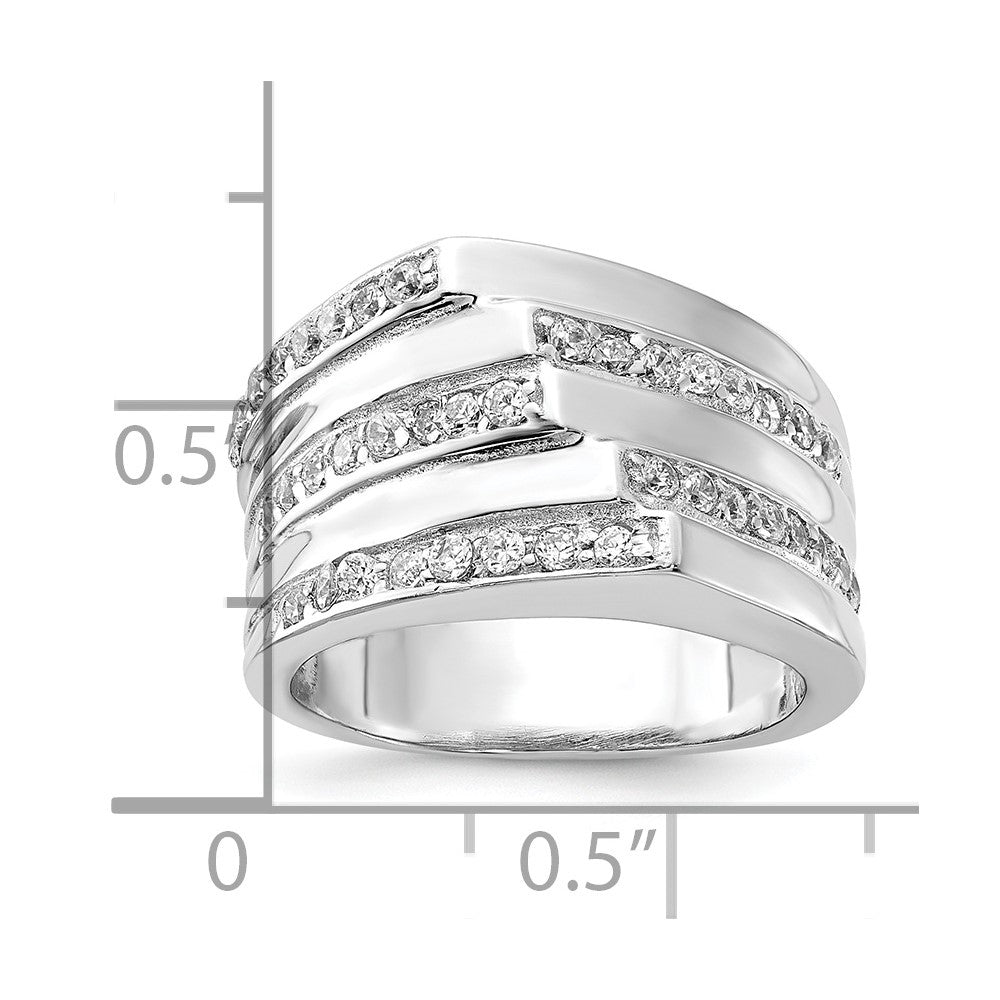 Sterling Silver Rhodium Plated CZ Ring